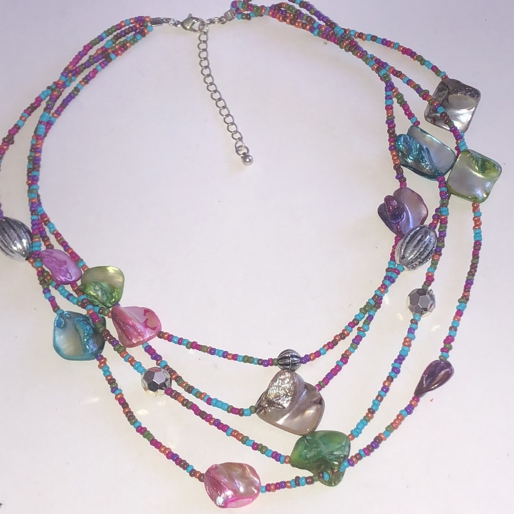 Multicolor Shell Beaded Boho Necklace - image 1